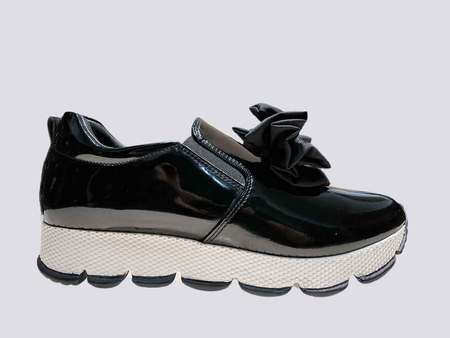 Black Patent Leather Slip on sneakers 17003
