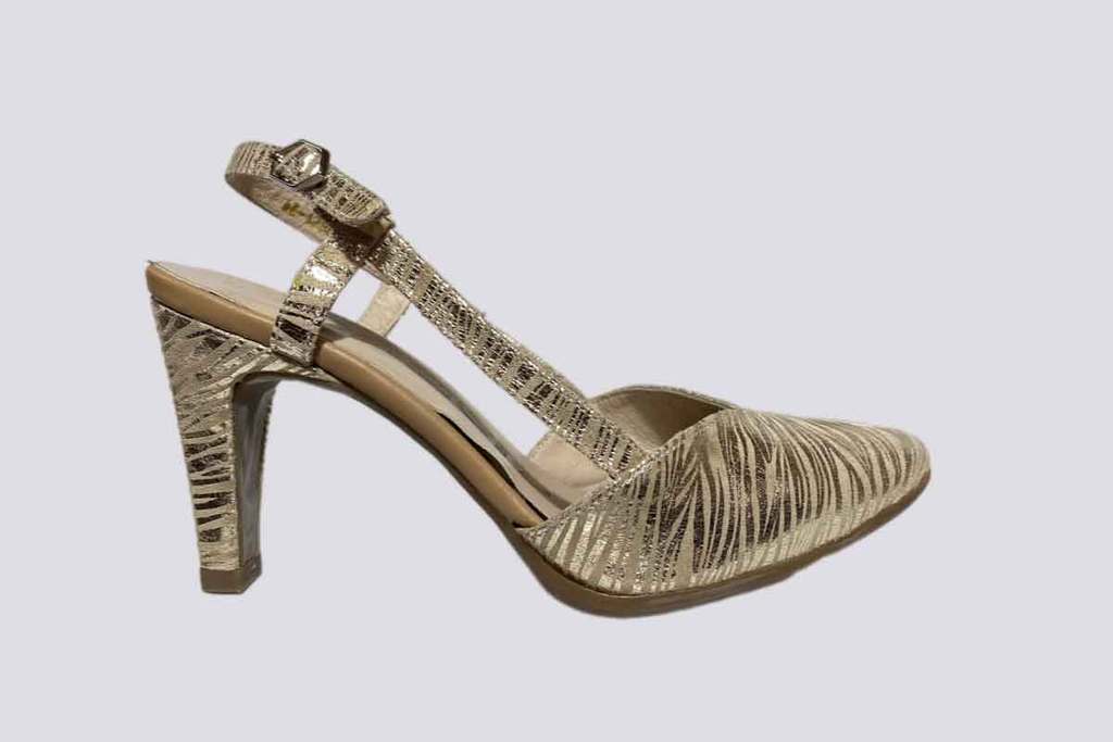 Wonders  Metalic Streaked Suede Pointed toe Slingbacks Gold  24428