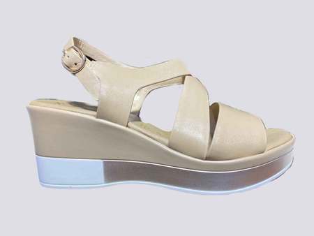 Beige Wedge Heel Dress Sandals By Repo  24240