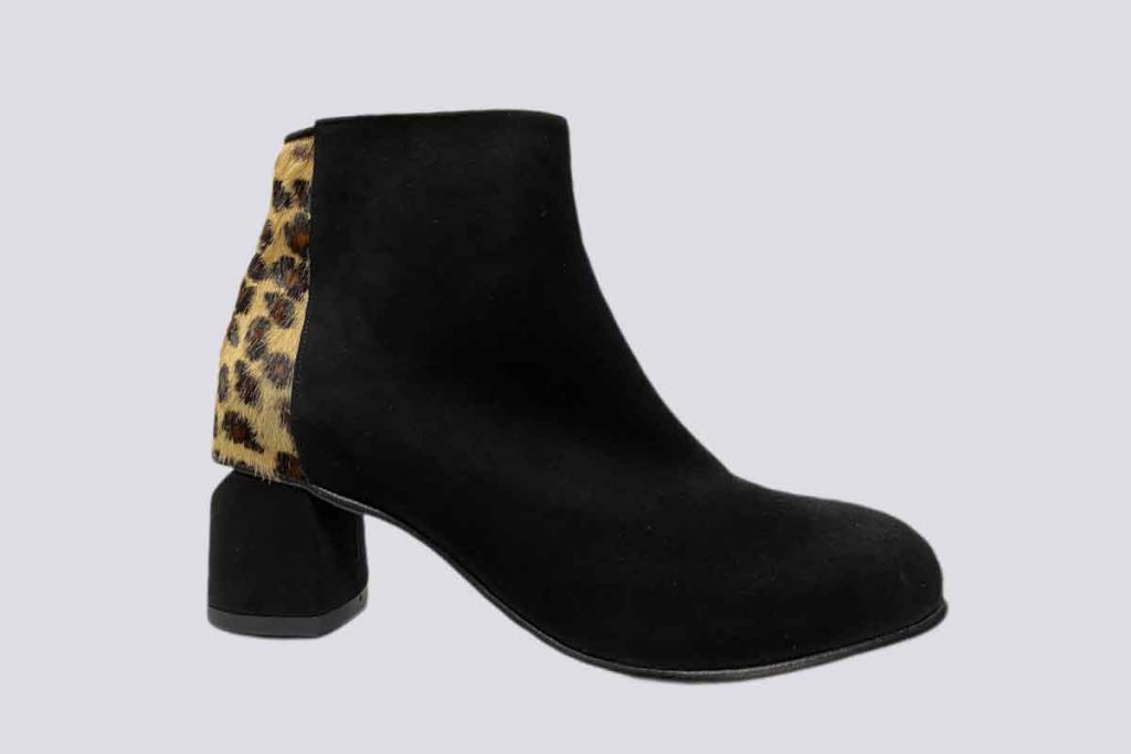 Suede black heeled dressy ankle boot 8073