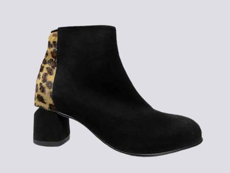 Suede black heeled dressy ankle boot 8073