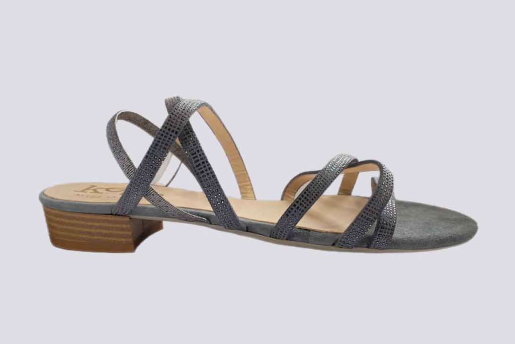 Dark grey Stone Flat Strappy Dress Sandal 16324