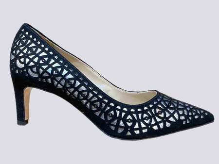 Black Suede dress pumps medium heels 6516