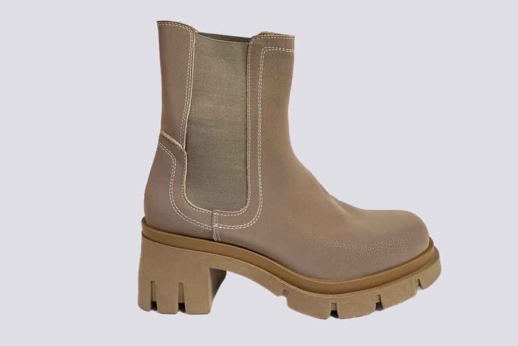 Phillip Gautier taupe 23653 suede taupe combat boots with medium block heel
