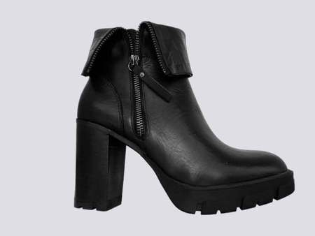 CARMELA  Black High Heeled fold over boots  23791