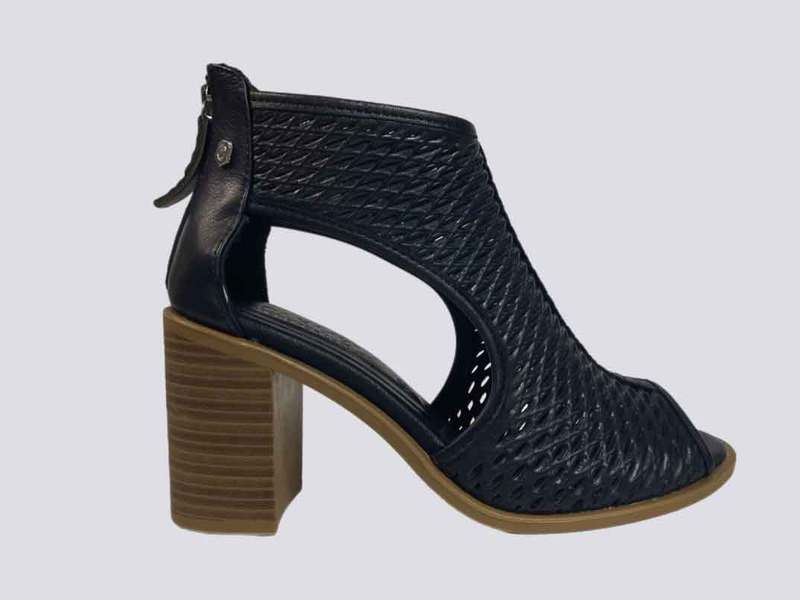 Black High Heel Leather Sandal by Carmela Spain 24646