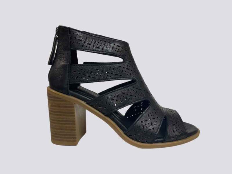 Black High Heel Leather Sandal by Carmela Spain 24694