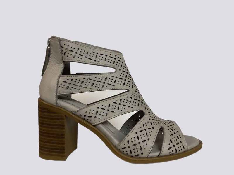 Grey High Heel Leather Sandal by Carmela Spain 24694