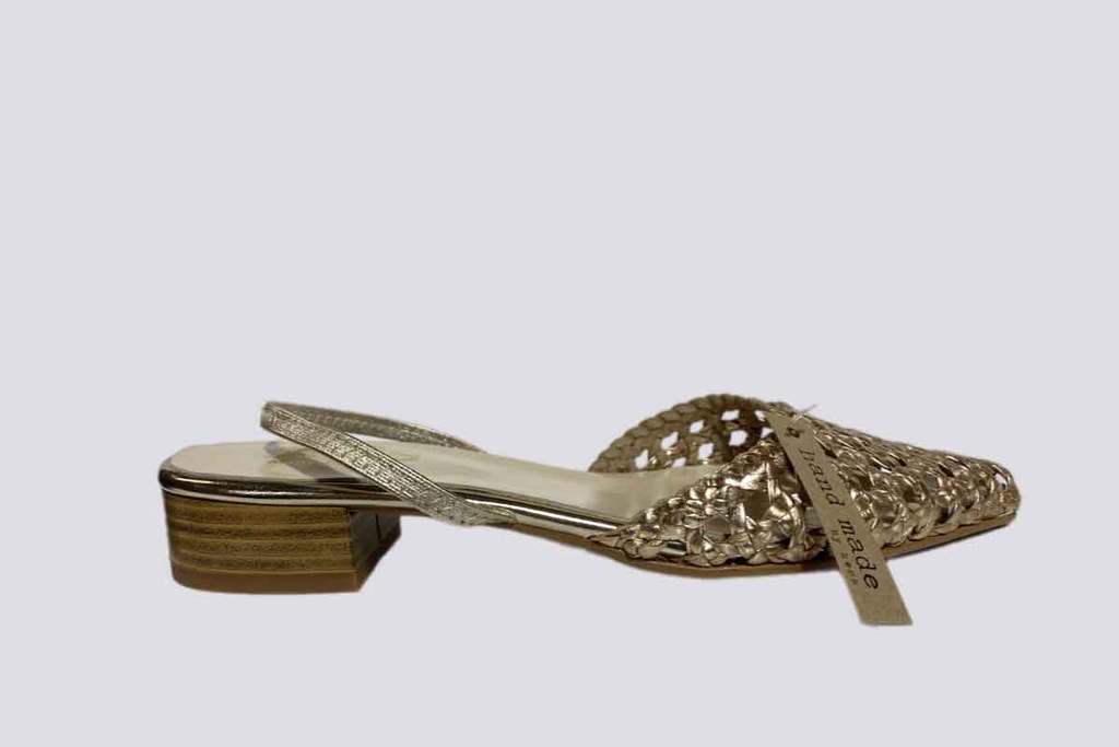 Gold Woven Slingback with pointy toe By KESS in 24547