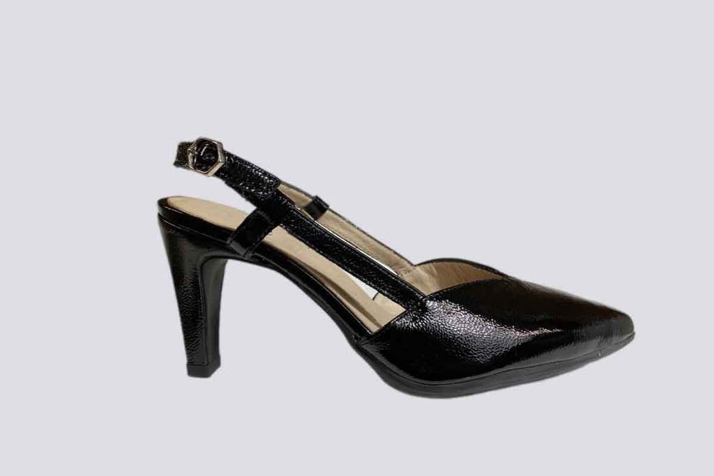 Wonders  Patent Pointed toe Slingbacks BLACK  24428