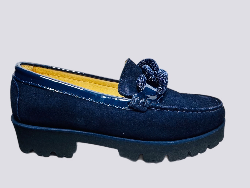 bLUE SUEDE Leather Loafer Moccassin Vittoria Megnoni