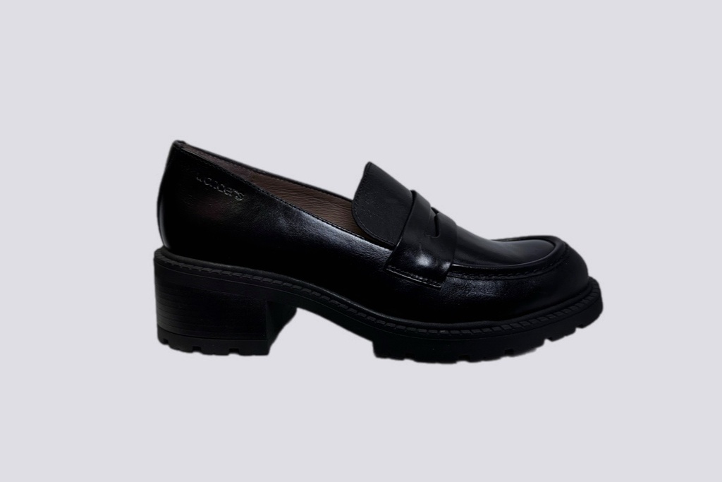 WONDERS  Black Heeled Loafer 26401
