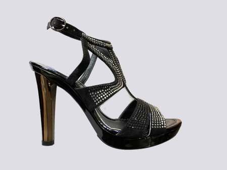 Black swirl T bar sandal with diamonte studded 92mm mirrored  heeled 176545